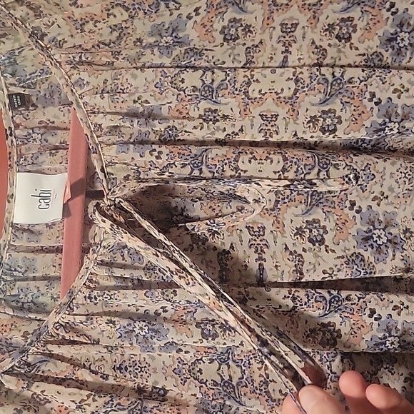 Cabi Women's Sheer Drawstring Floral Boho Blouse Size Extra Small - Picture 4 of 9